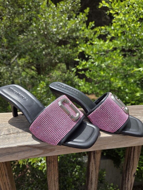 Marc Jacobs Shoes - EUC Marc Jacobs Pink Crystal-Embellished Slide Heels